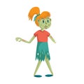 Cartoon zombie girl without left hand.