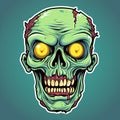 Luminous Zombie Sticker Illustration With Iconic Pop Culture Caricatures