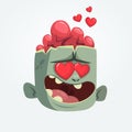 Cartoon zombie in love. Halloween vector illustration.