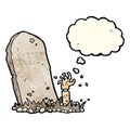 cartoon zombie rising from grave with thought bubble Royalty Free Stock Photo