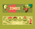 Cartoon zombie vector pattern halloween scary monster character spooky boy girl illustration backdrop of horror evil