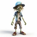 Photorealistic 3d Render Of Zombie With Hat - Kidcore Cartoon Character