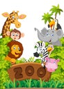 Cartoon zoo animals collection Royalty Free Stock Photo