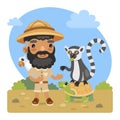 Cartoon Zookeeper with Animals