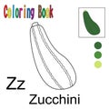 Cartoon Zucchini. Coloring book with a fruit theme.