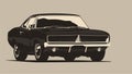 Brutal muscle car in one color. Vector illustration.