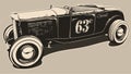 Classic hot rod in vector. Black and white illustration. Royalty Free Stock Photo