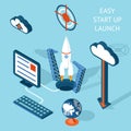 Cartooned Easy Start-up Launch Infographic Design