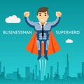 Cartooned Superhero Businessman Graphic Design