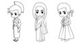 Collection of cartoon girl wearing Japanese Indian and Korean costume