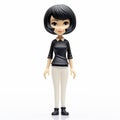 Cartoonish Anime Woman Figure With Black Hair And White Pants Royalty Free Stock Photo