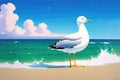 Cartoonish atlantic seabird, seagull. Sea Gull, bird in a cartoon style painting. Generative ai art illustration Royalty Free Stock Photo