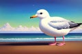 Cartoonish atlantic seabird, seagull. Sea Gull, bird in a cartoon style painting. Generative ai art illustration Royalty Free Stock Photo