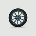 Cartoonish blue alloy car tire wheel