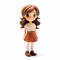 Cartoonish Brown-haired Schoolgirl Figurine With Volumetric Lighting