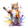 Watercolor Cat Vector Illustration With Spontaneous Gestures Royalty Free Stock Photo