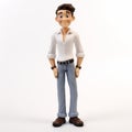 Cartoonish Male Figurine With Hands In Pockets On White Background