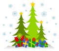 Cartoonish Christmas Trees and Presents