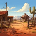 Cartoonish Diy Cowboy Corral In Western Landscape Nft