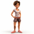 Cartoonish 3d Animated Girl Model In Short Shorts - Photorealistic Renderings Royalty Free Stock Photo