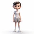 Cartoonish 3d Animation Of Sarah In White Tee Shirt And Shorts