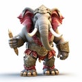 Cartoonish 3d Elephant With Sword - Clash Of Clans Style