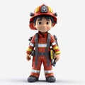 Cartoonish 3d Fireman Boy With Fire Helmet Model