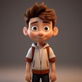 Cartoonish 3d Model Of Little Boy With Brown Hair