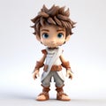 Cartoonish 3d Model Of A Mythology-inspired Boy With Brown Hair