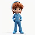 Cartoonish 3d Model Of Wendy In Blue Pajamas - 32k Uhd Render