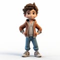 Cartoonish 3d Render Of Anthony, A Kid In Jacket And Jeans
