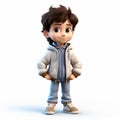 Cartoonish 3d Render Of Caden, A Kid Wearing Jacket And Jeans Royalty Free Stock Photo