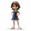 Cartoonish 3d Render Of Fiona, An Anime Girl In A Dress