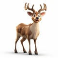 Cartoonish 3d Render Of A Lively Pixar Deer With Big Antlers