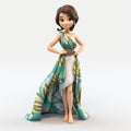 Cartoonish 3d Woman In Tropical Dress - Highly Detailed Character Design