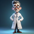 Cartoonish Doctor in 3D Render with Animated Medical Gadgets and Whimsical Charm. Generative Ai