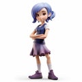 Cartoonish Figurine Of A Girl With Blue Hair - Youthful Protagonist Design Royalty Free Stock Photo