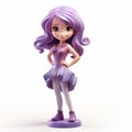 Cartoonish Figurine Of Girl With Purple Hair