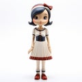 Cartoonish Girl Figurine In White And Red Dress Royalty Free Stock Photo