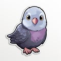Cartoonish Innocence: Grey Bird Vinyl Sticker With Purple Body