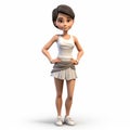 Cartoonish Innocence: Uhd 3d Render Of Female Tennis Player