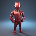Cartoonish Ironman 3d Model In A Light Maroon Suit