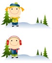 Cartoonish Kids in Snow