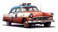 Cartoonish Old School Police Car With Meticulous Brushwork