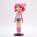 Cartoonish Pink Haired Girl 3d Figurine With Artgerm Style Royalty Free Stock Photo