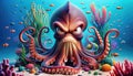 Mean-Looking Octopus Underwater Royalty Free Stock Photo