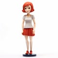 Cartoonish Red-haired Female Figurine: High Detail Suburban Ennui Capturer Royalty Free Stock Photo