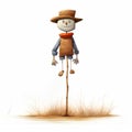 Cartoonish Scarecrow Standing In Field - Childbook Drawing Style