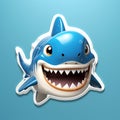Cartoonish Shark Mouth Sticker: Shiny, Glossy, 3d Design
