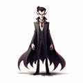 Cartoonish Vampire Villain Illustration - Elegantly Formal Ghostcore Character Design